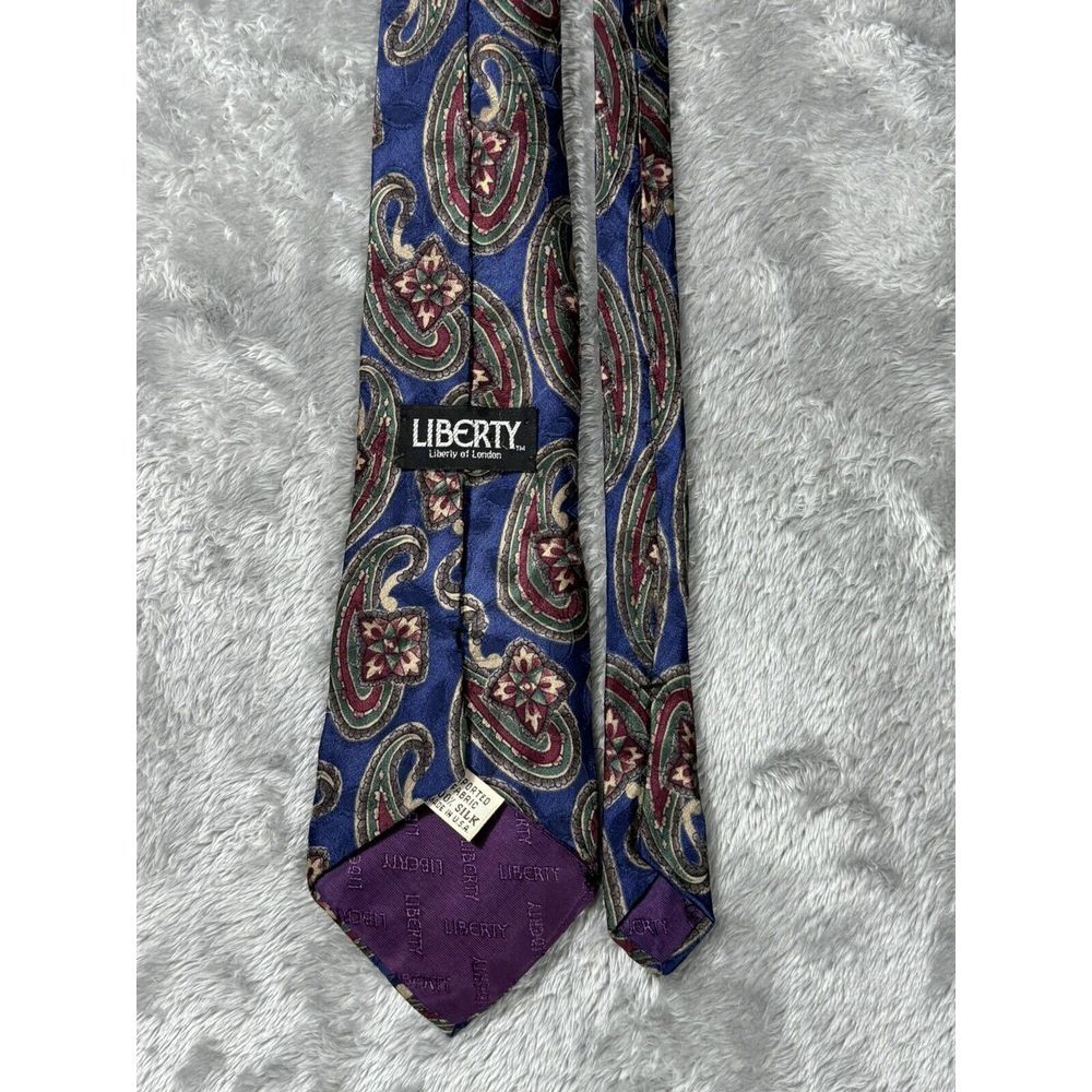 Vintage Liberty of London Necktie Blue Paisley 100% Silk Tie
